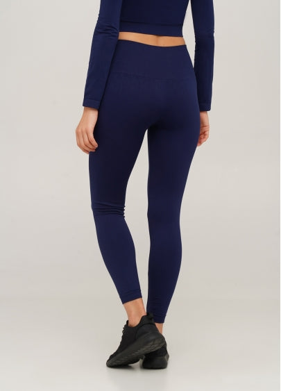 Seamless Ultra Wide Waistband Leggings in Navy Blue