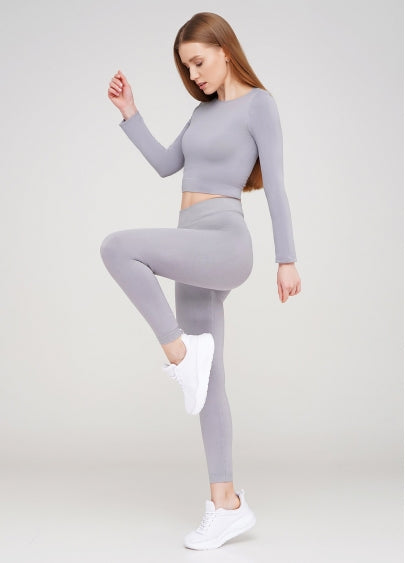 Seamless Ultra Wide Waistband Leggings in Gray