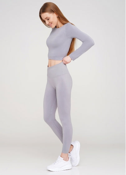 Seamless Ultra Wide Waistband Leggings in Gray