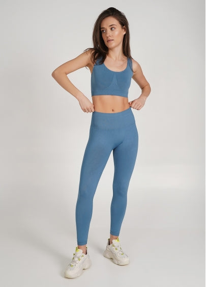 Seamless Ultra Wide Waistband Leggings in Dusk Blue