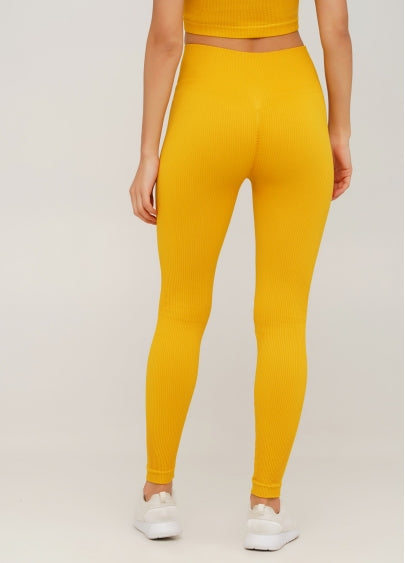 Seamless Ribbed Scrunch Leggings in Honey