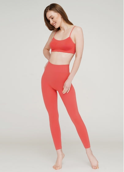 Seamless Mid Waist Leggings in Coral