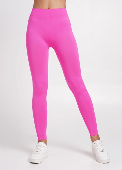 Seamless Mid Waist Leggings in Neon Pink