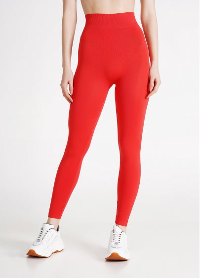 Seamless Mid Waist Leggings in Red