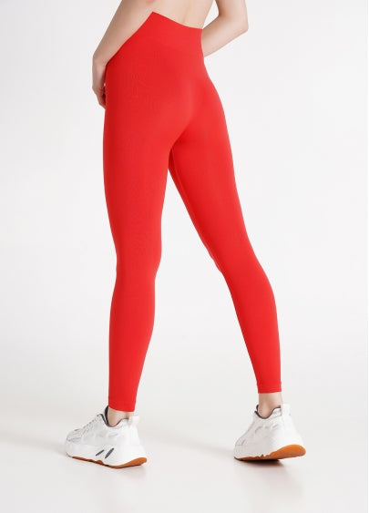 Seamless Mid Waist Leggings in Red