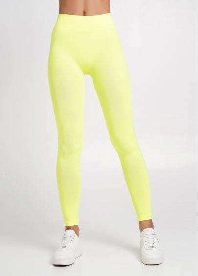 Seamless Mid Waist Leggings in Neon Yellow