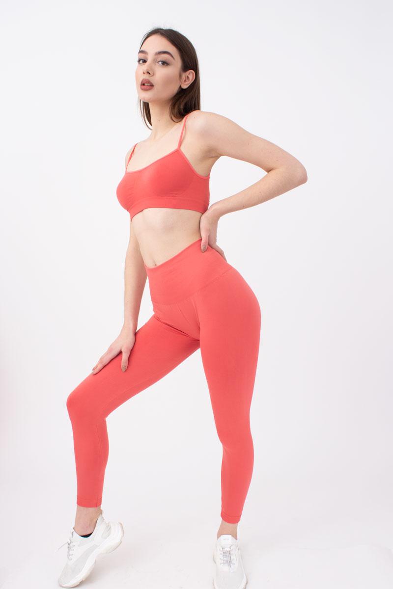 Seamless Ultra Wide Waistband Leggings in Coral