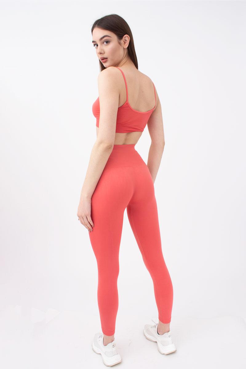 Seamless Ultra Wide Waistband Leggings in Coral