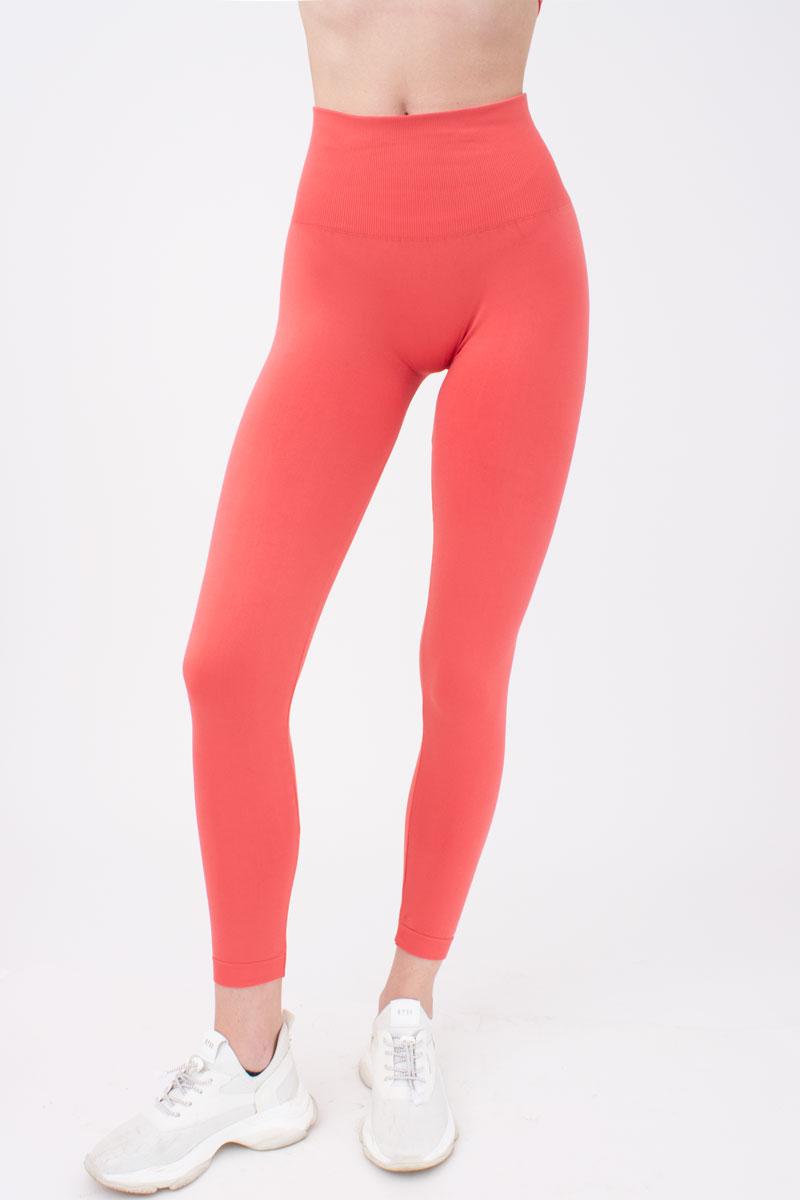 Seamless Ultra Wide Waistband Leggings in Coral