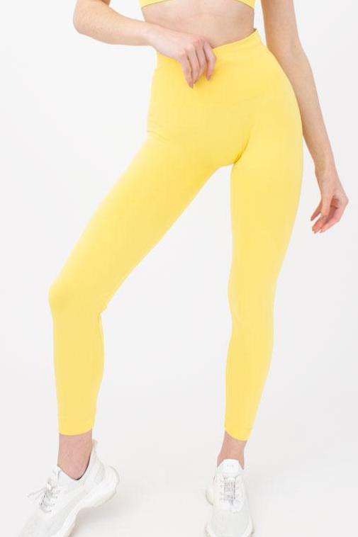 Seamless Ultra Wide Waistband Leggings in Sunshine Yellow