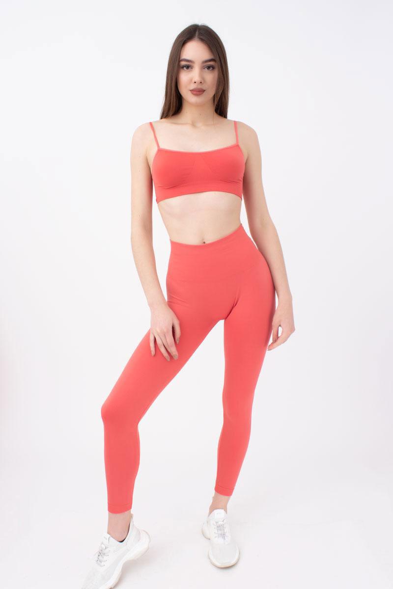 Seamless Ultra Wide Waistband Leggings in Coral