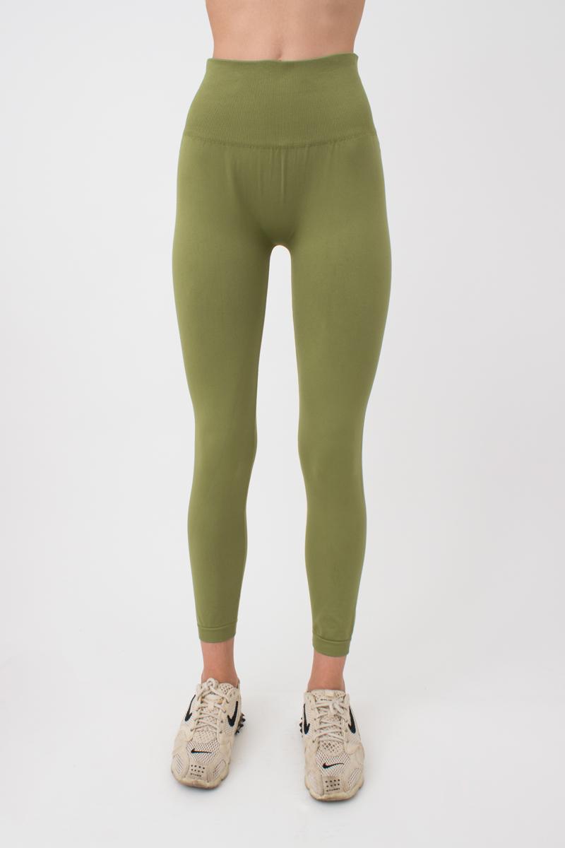 Seamless Ultra Wide Waistband Leggings in Olive