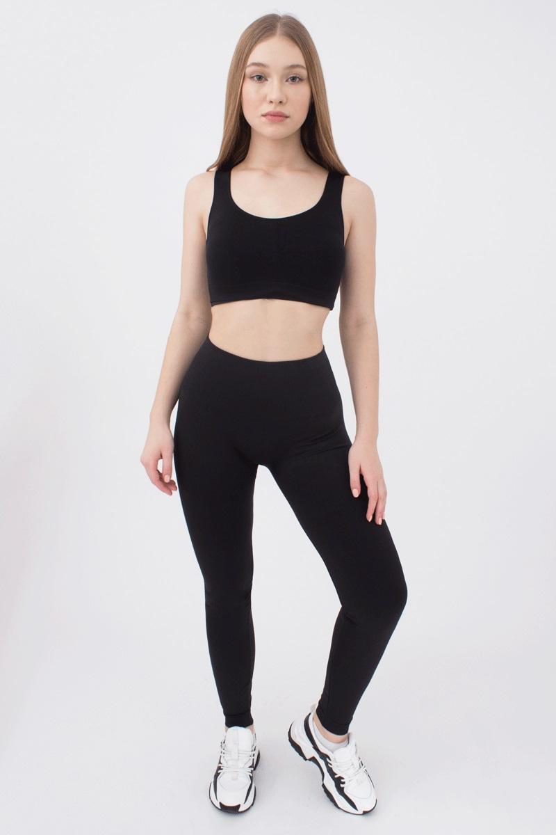 Seamless Ultra Wide Waistband Leggings in Black