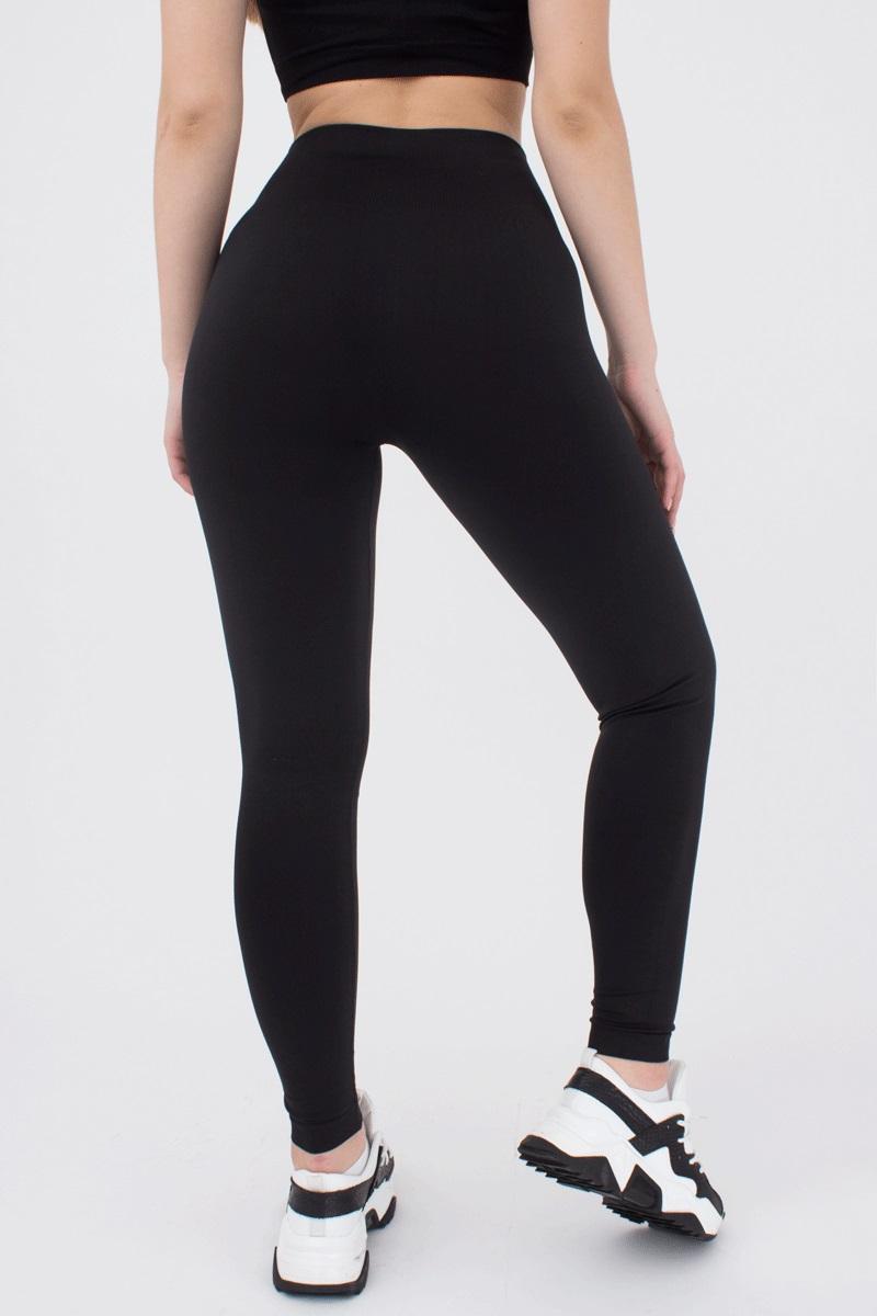 Seamless Ultra Wide Waistband Leggings in Black