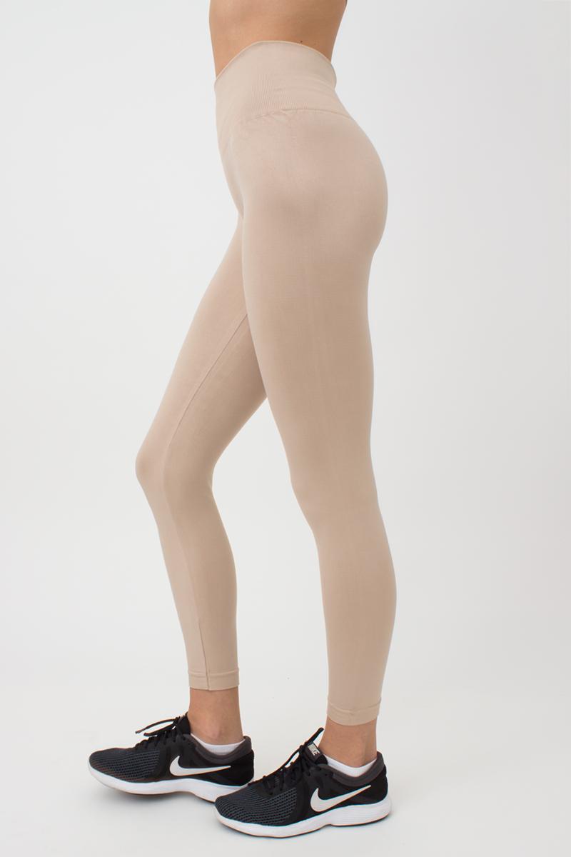 Seamless Ultra Wide Waistband Leggings in Beige