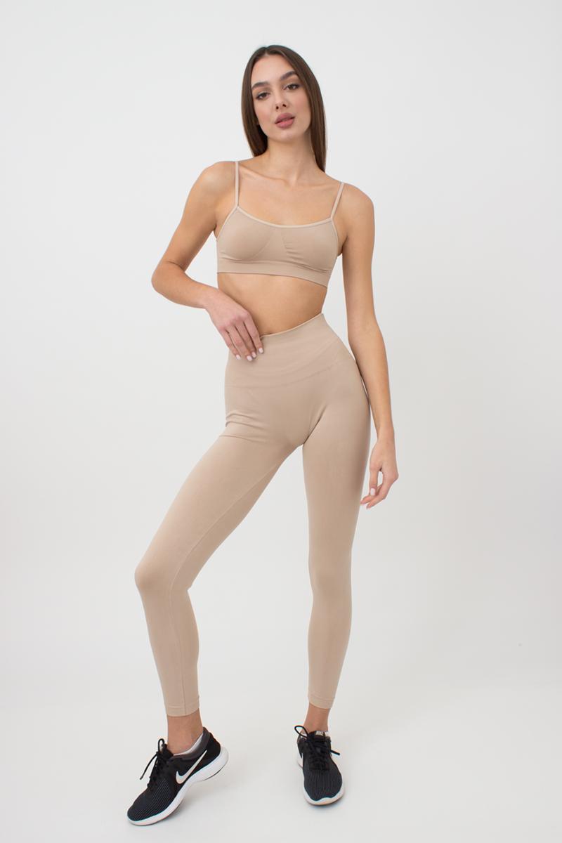 Seamless Ultra Wide Waistband Leggings in Beige