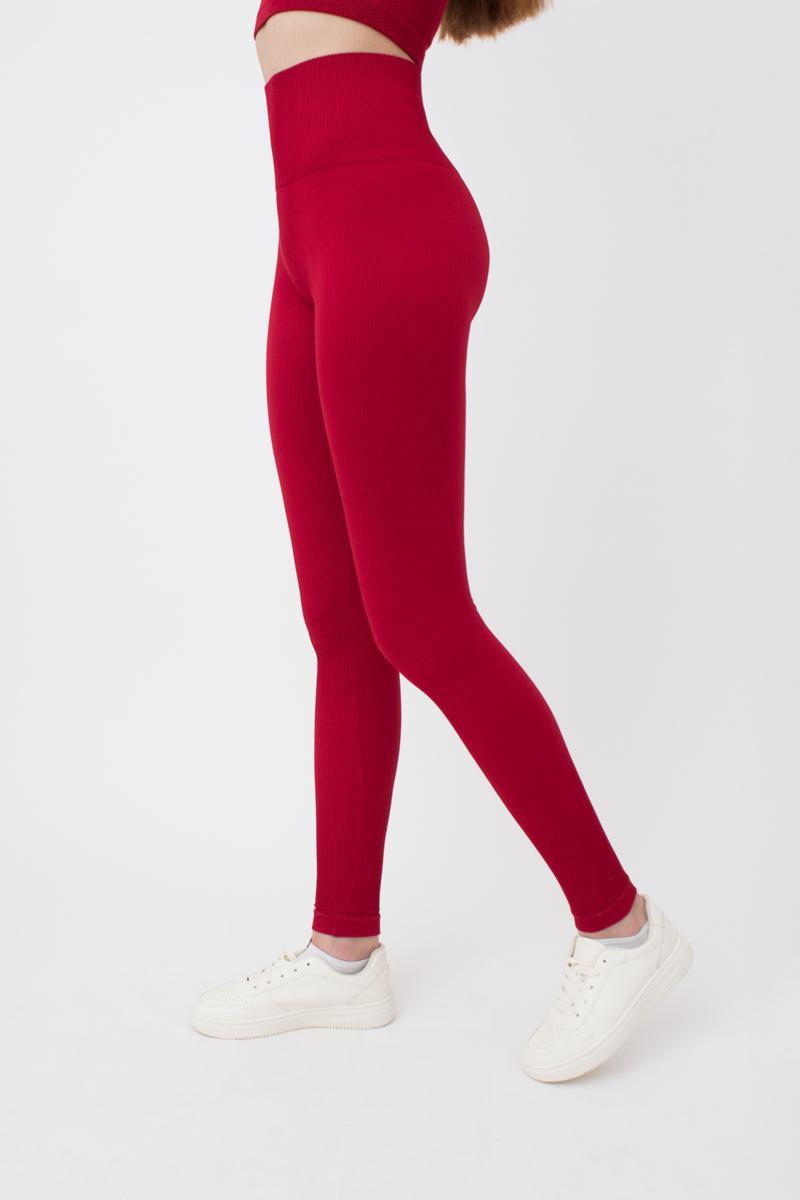 Seamless Ribbed Scrunch Leggings in Wine