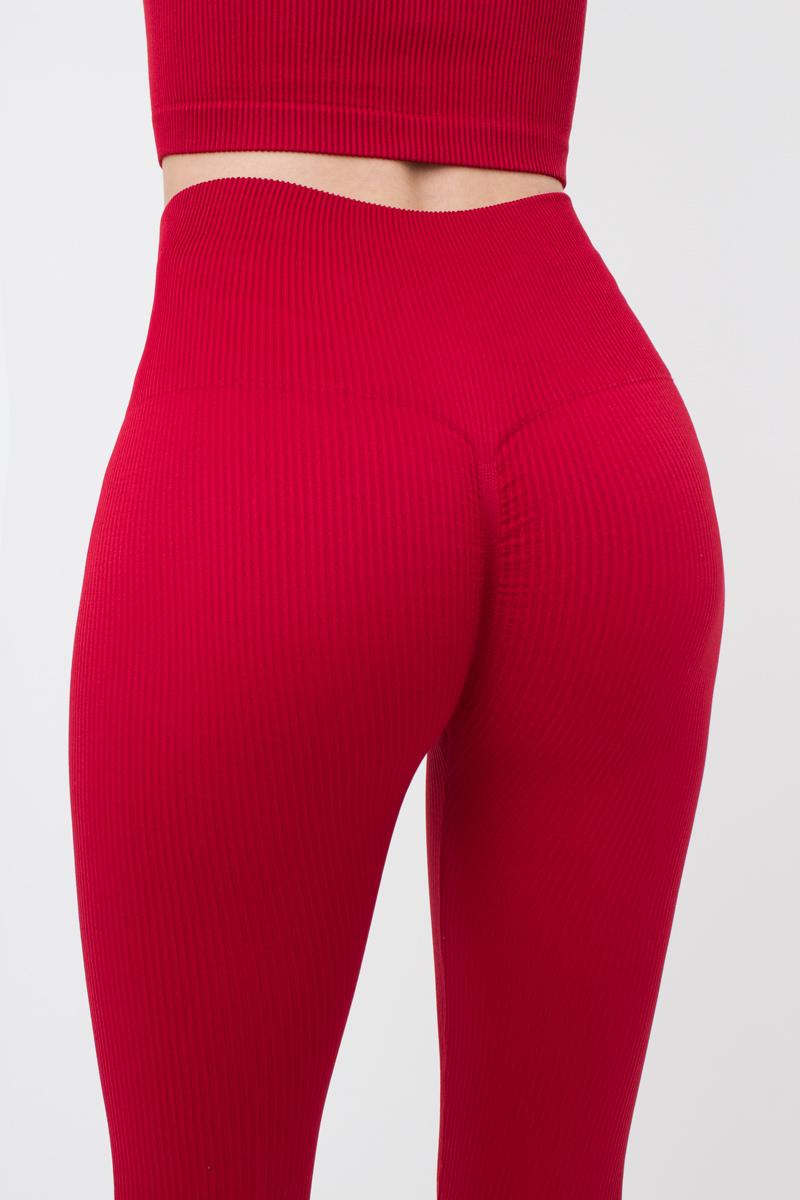 Seamless Ribbed Scrunch Leggings in Wine