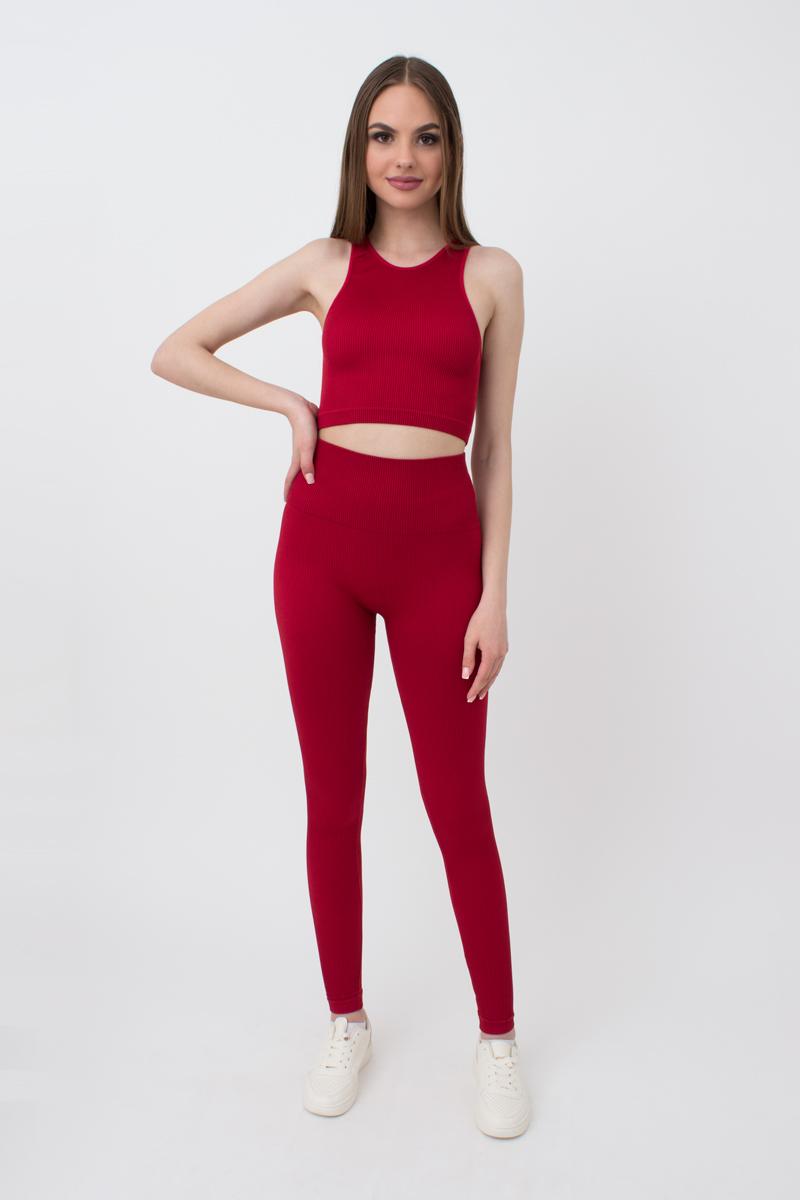 Seamless Ribbed Scrunch Leggings in Wine