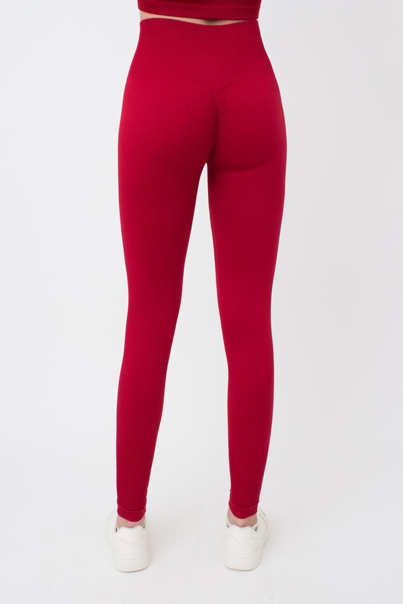 Seamless Ribbed Scrunch Leggings in Wine