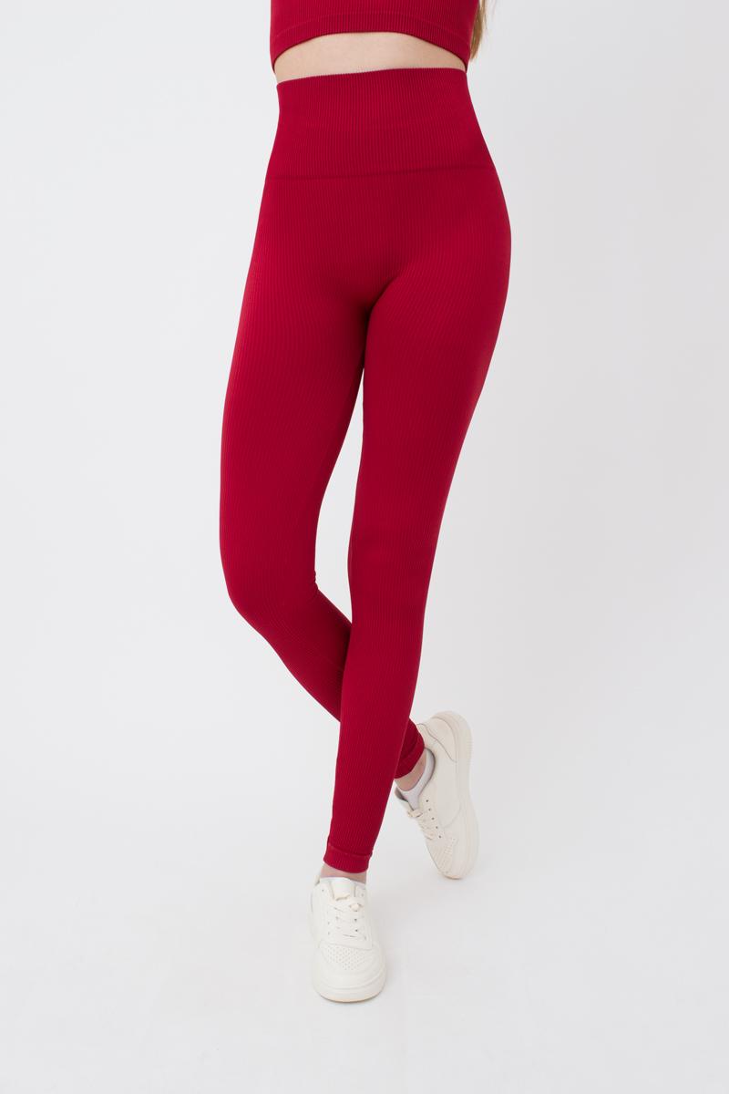 Seamless Ribbed Scrunch Leggings in Wine