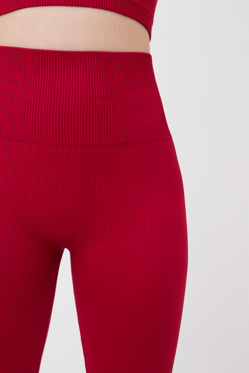 Seamless Ribbed Scrunch Leggings in Wine