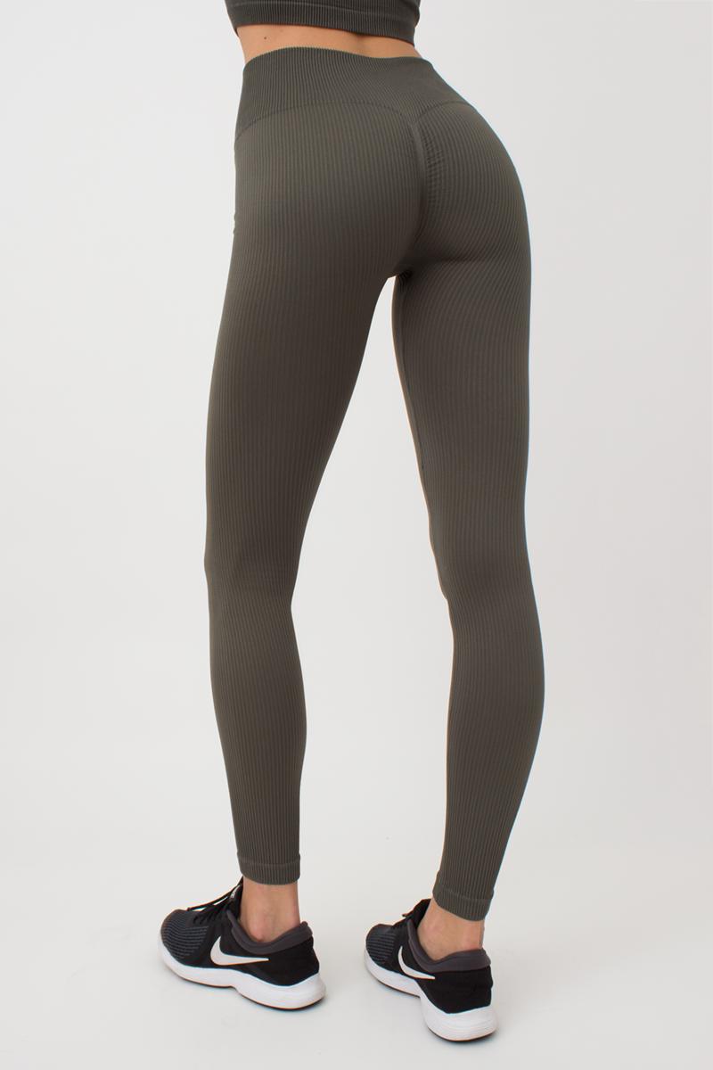 Seamless Ribbed Scrunch Leggings in Khaki