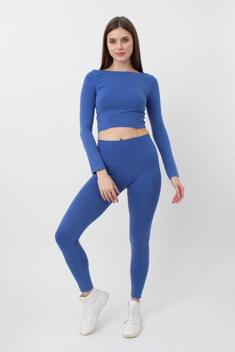 Seamless Mid Waist Leggings in Blue