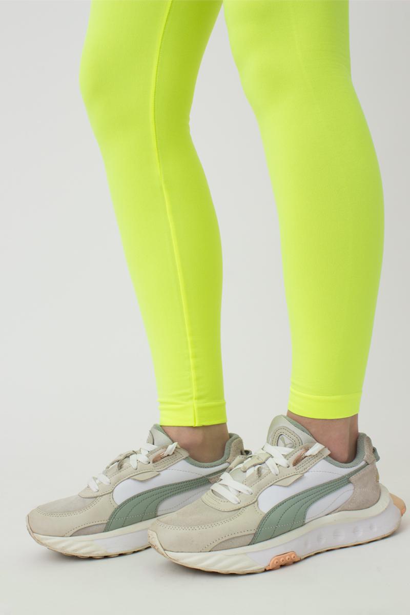 Seamless Mid Waist Leggings in Neon Yellow