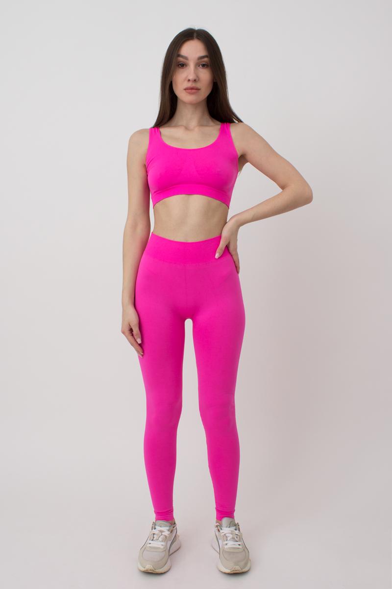 Seamless Mid Waist Leggings in Neon Pink