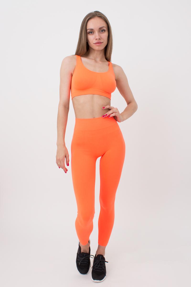 Seamless Mid Waist Leggings in Neon Orange