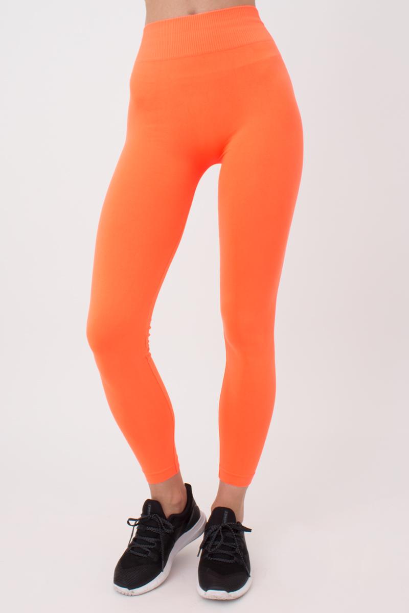 Seamless Mid Waist Leggings in Neon Orange