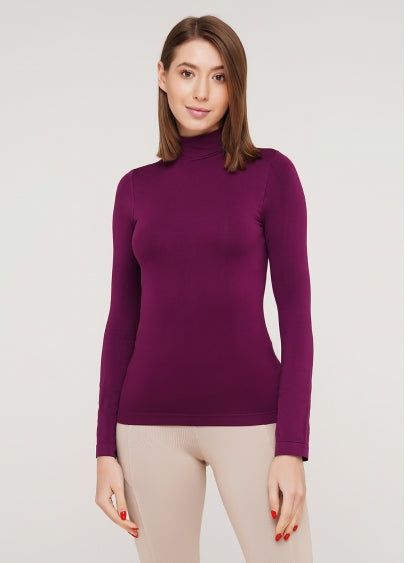 Seamless Turtleneck Long Sleeve Top in Amethyst