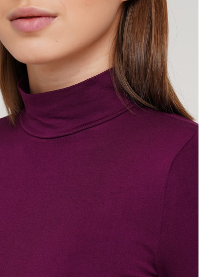 Seamless Turtleneck Long Sleeve Top in Amethyst