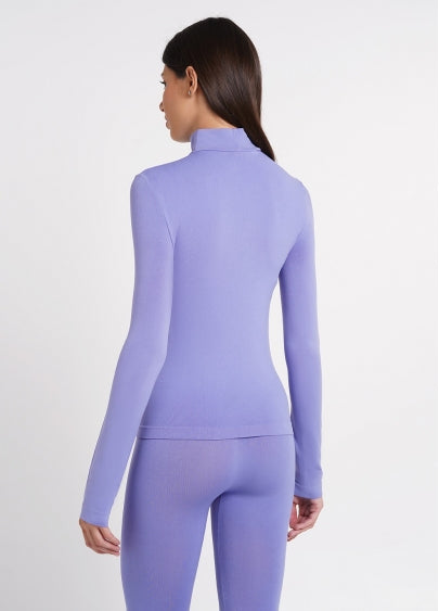 Seamless Turtleneck Long Sleeve Top in Violet