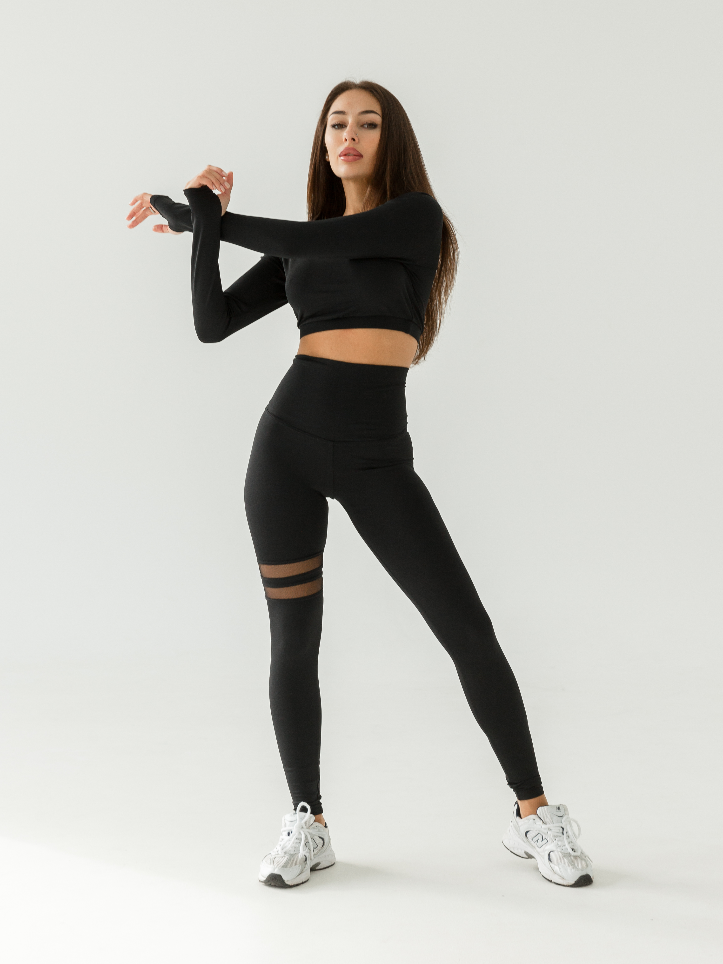 Galaxy Mesh Stripe Ultra High Rise Leggings in Black