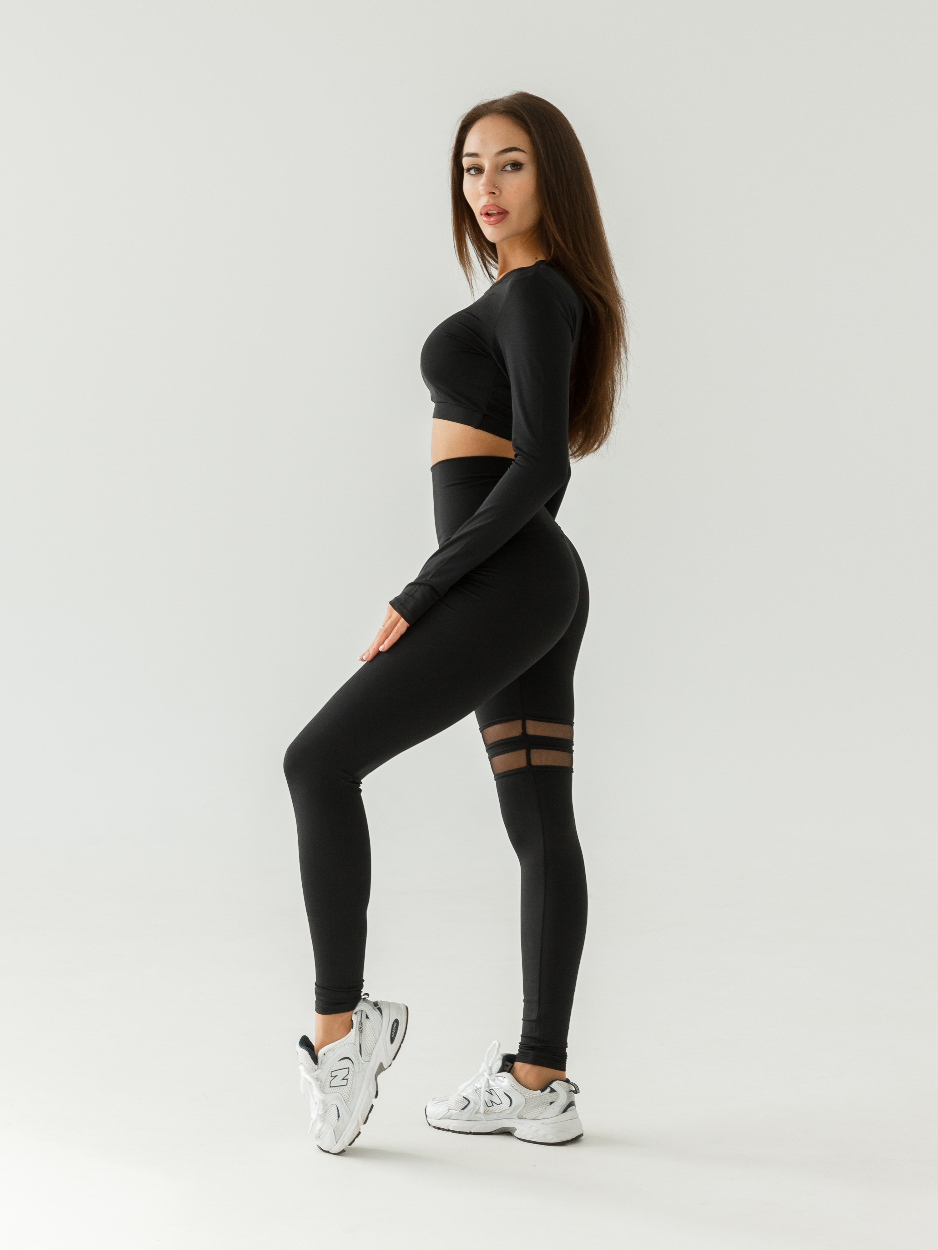 Galaxy Mesh Stripe Ultra High Rise Leggings in Black