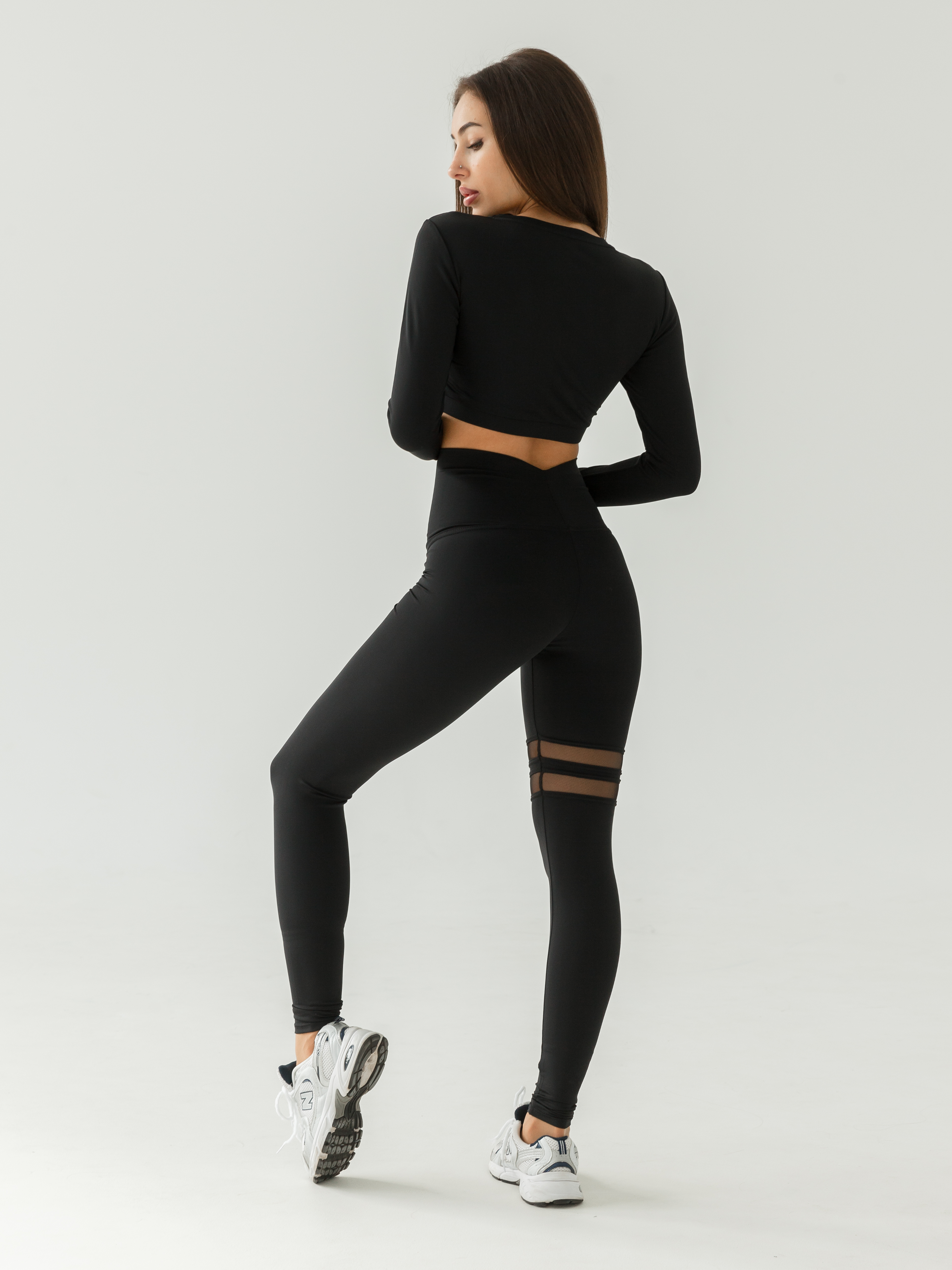 Galaxy Mesh Stripe Ultra High Rise Leggings in Black