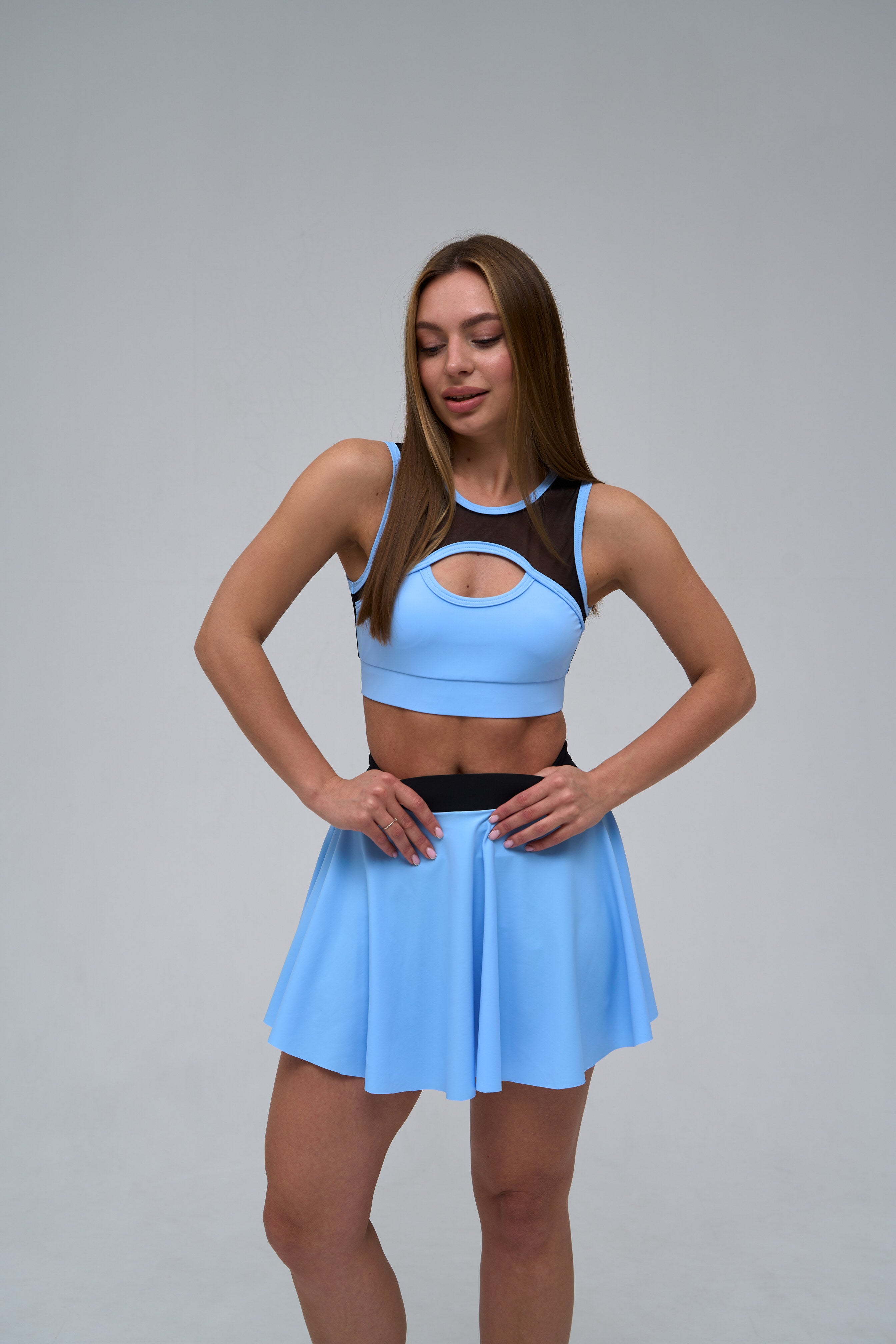 Galaxy Circle Mini Skirt in Sky Blue