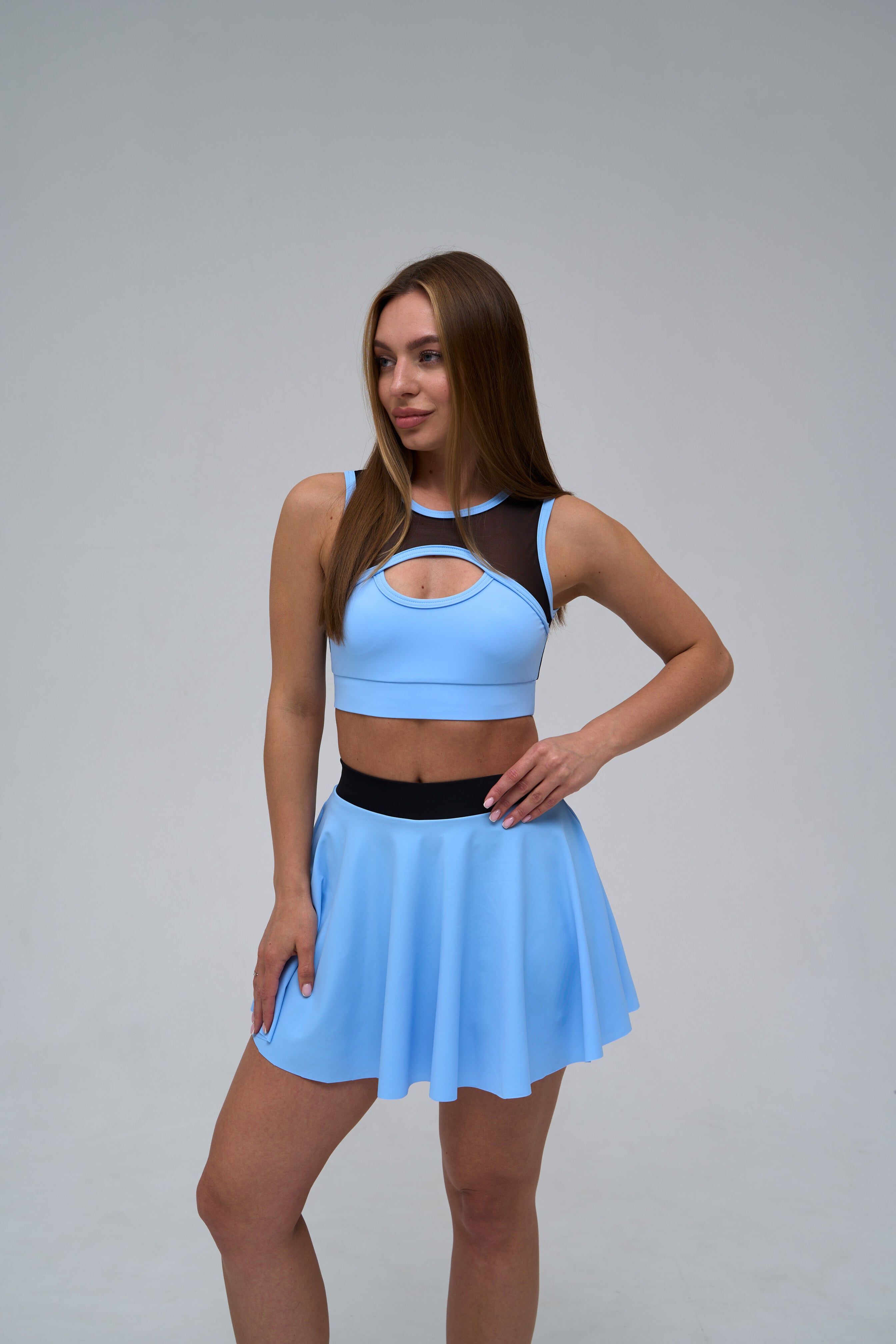 Galaxy Circle Mini Skirt in Sky Blue