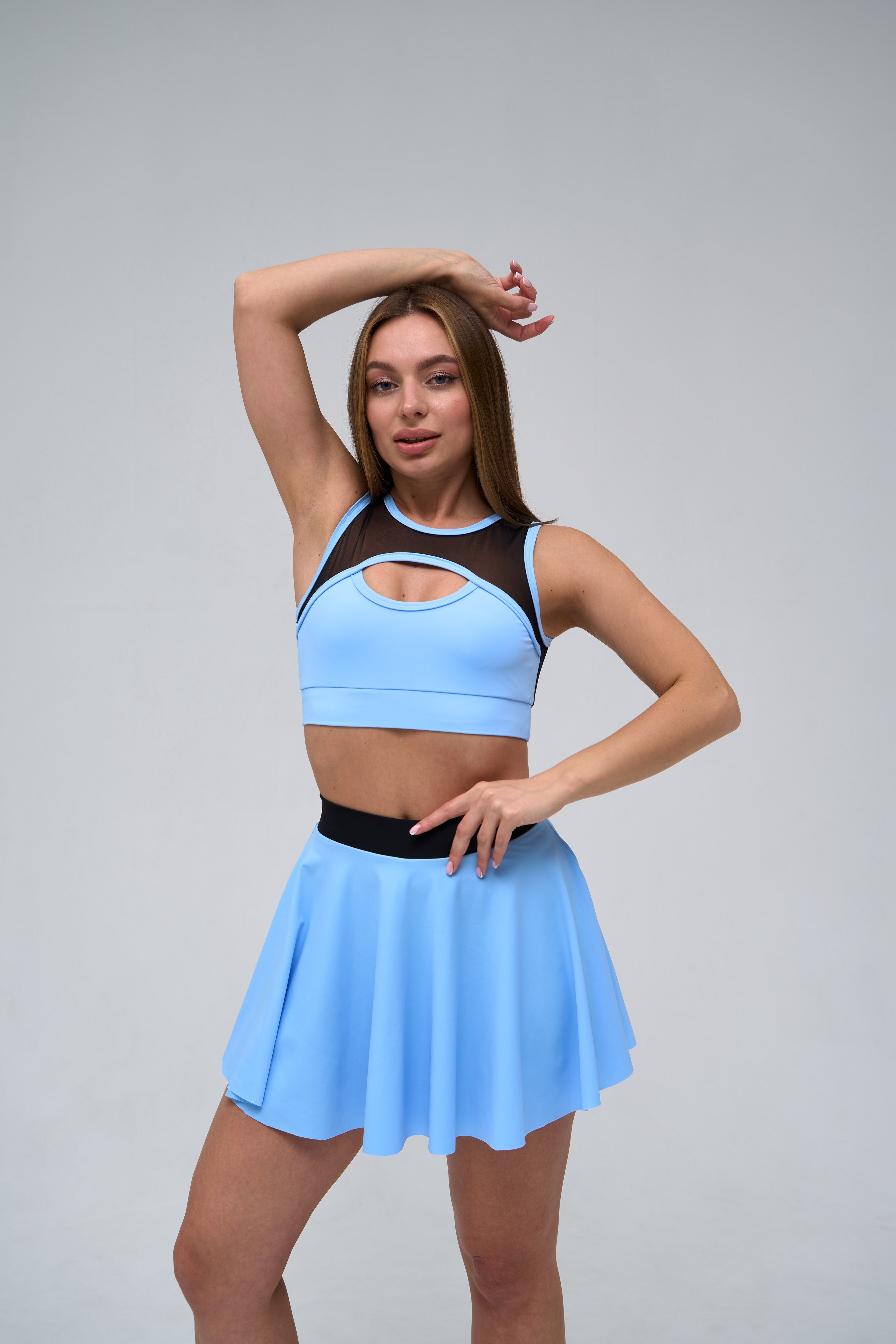 Galaxy Circle Mini Skirt in Sky Blue