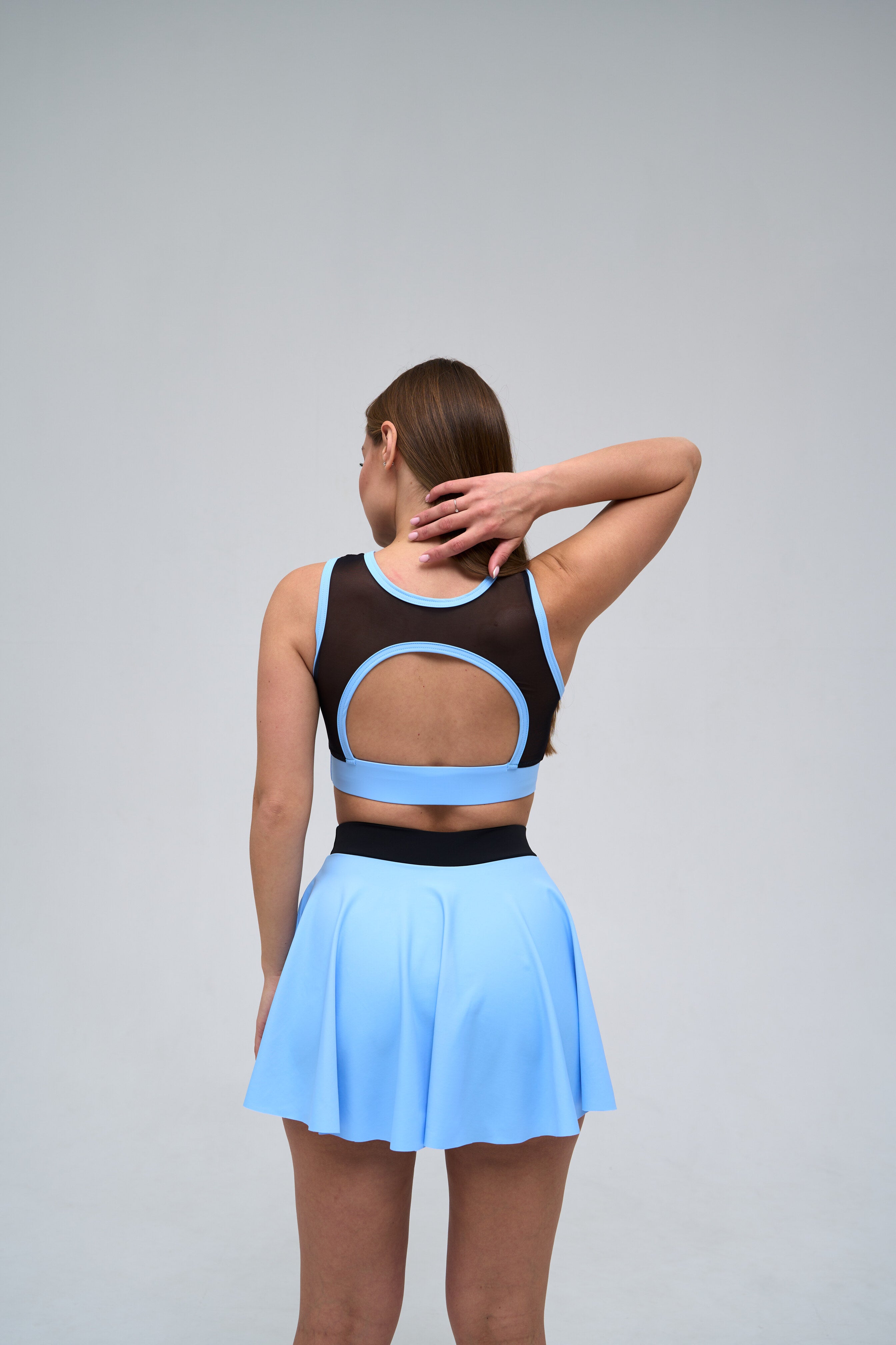 Galaxy Circle Mini Skirt in Sky Blue