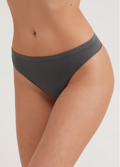 Seamless Thong Panty in Dark Gray