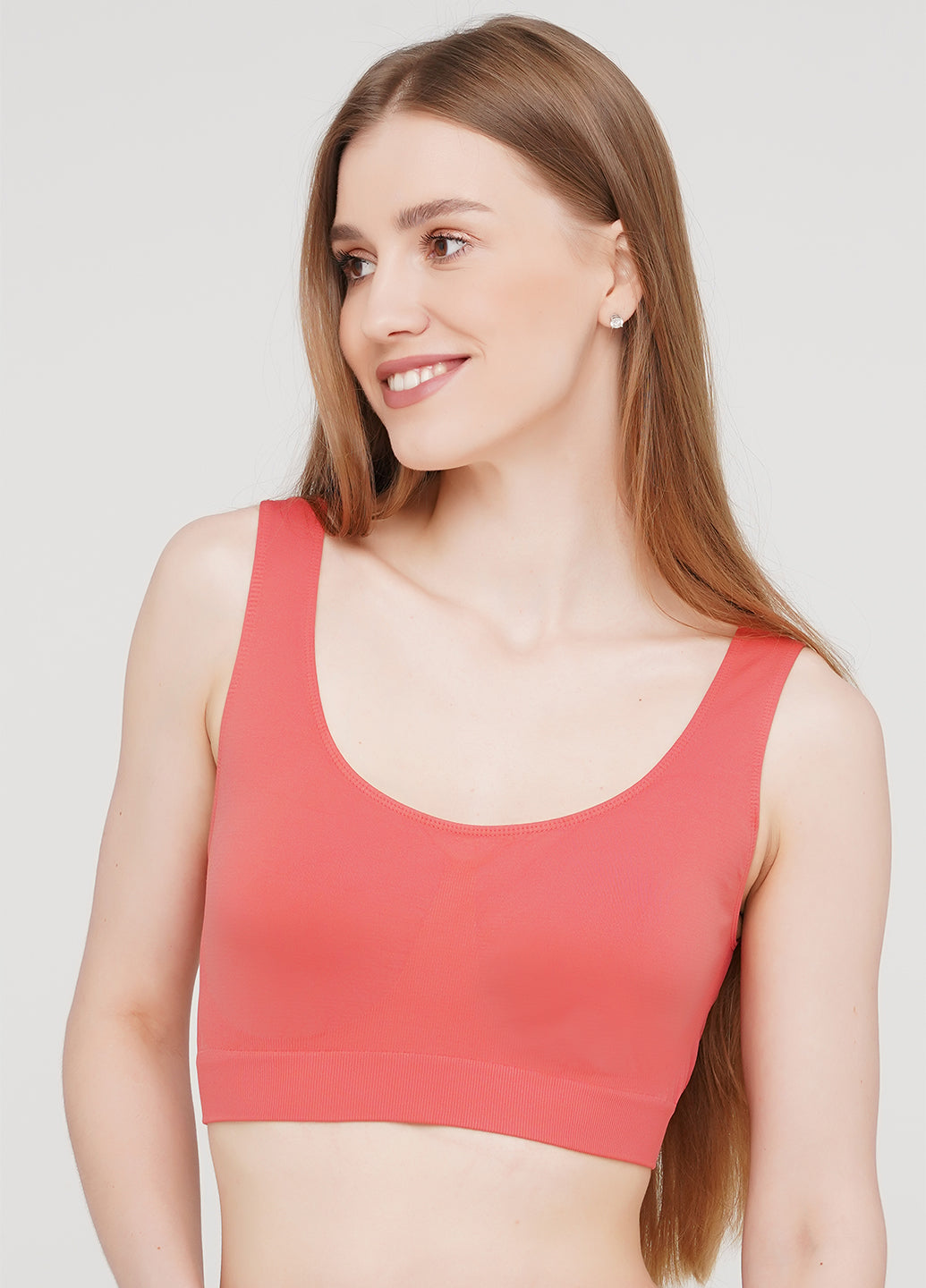 Semi-Seamless Underwear Set:  Top & Panty in Coral