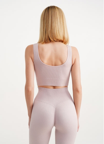 Seamless Ribbed Bra in Pastel Pink