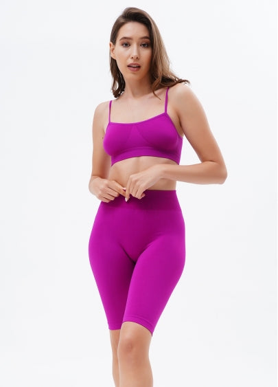 Seamless Above Knee Bike Shorts in Deep Purple