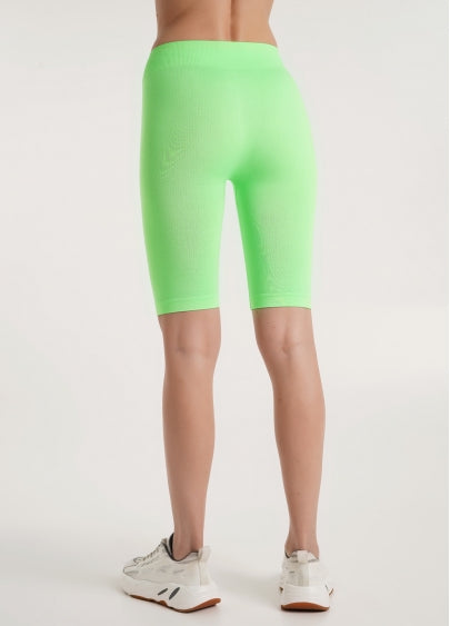 Seamless Above Knee Bike Shorts in Neon Green