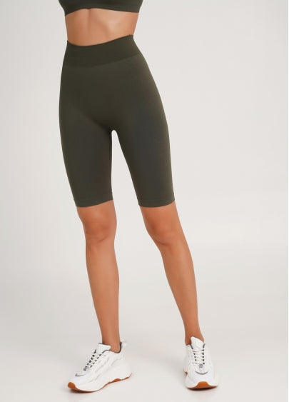 Seamless Above Knee Bike Shorts in Khaki