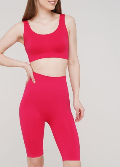 Seamless Above Knee Bike Shorts in Deep Pink