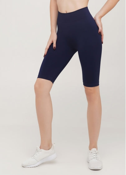 Seamless Above Knee Bike Shorts in Navy Blue